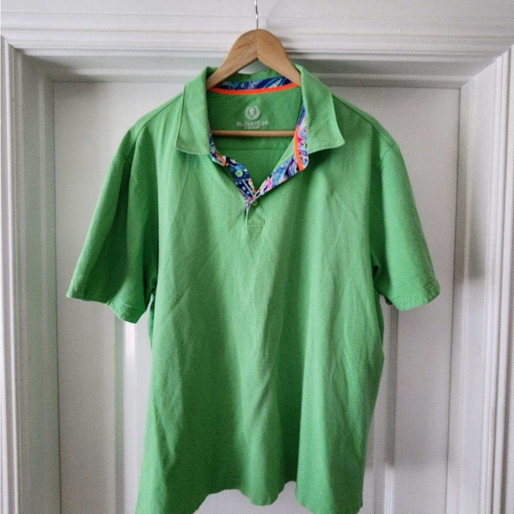 Bugatchi Uomo Green Short Sleeve Cotton Polo Shirt XXL Men’s